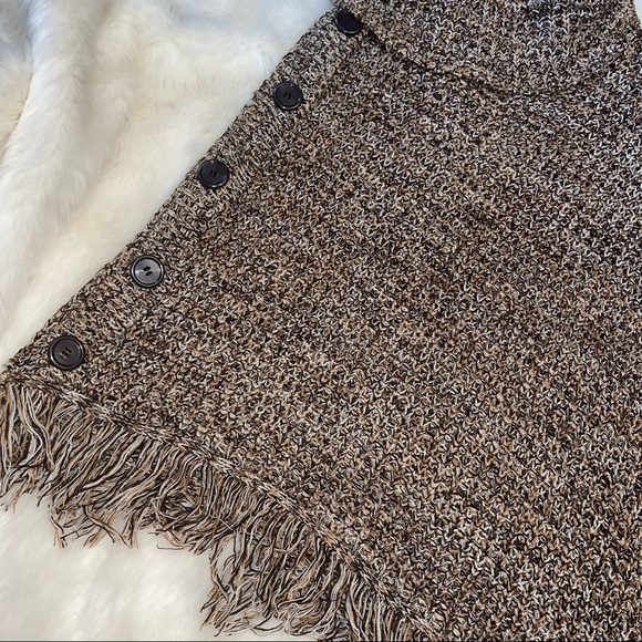 Cowl Neck Fringed Poncho - Picture 10 of 16